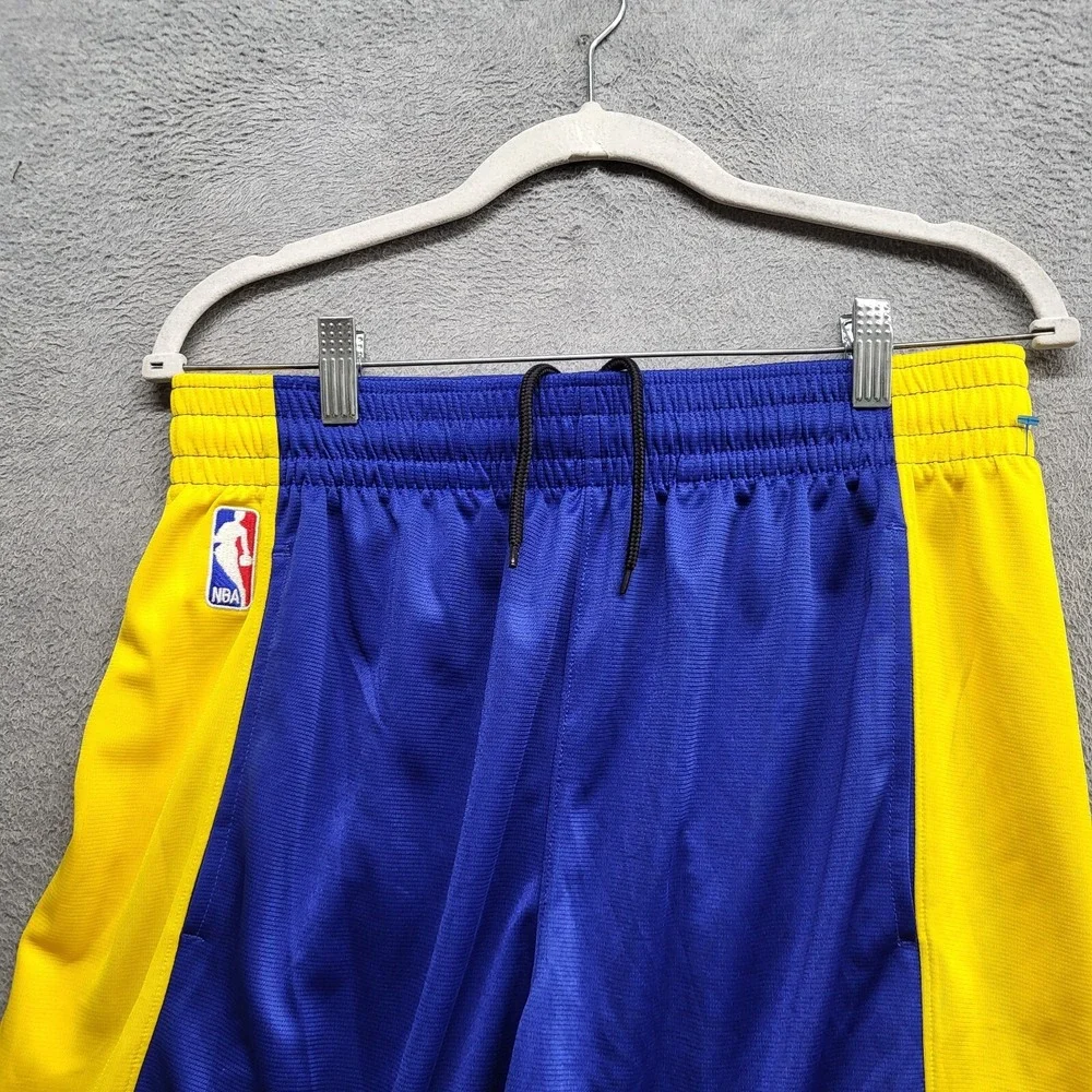 Golden State Warriors Men Shorts L Blue Colorblock Logo Basketball Polyester 11